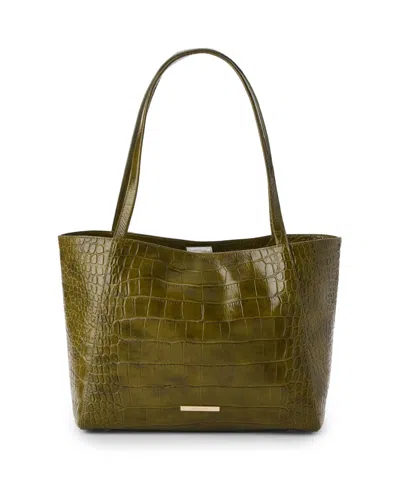 Brahmin Mona Alba Large Leather Tote Handbag In Green
