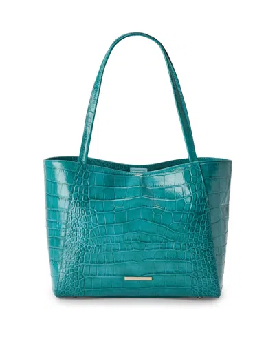 Brahmin Mona Alba Large Leather Tote Handbag In Turquoise Stone Alba