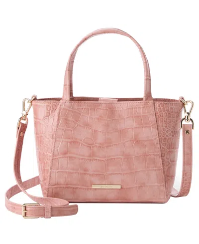 Brahmin Mona Alba Small Leather Crossbody Tote Handbag In Pink