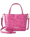 Brahmin Mona Alba Small Leather Crossbody Tote Handbag In Purple