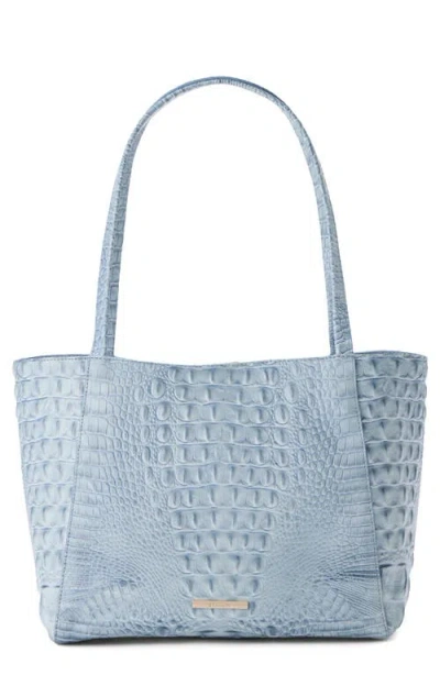 Brahmin Mona Croc Embossed Leather Tote In Blue