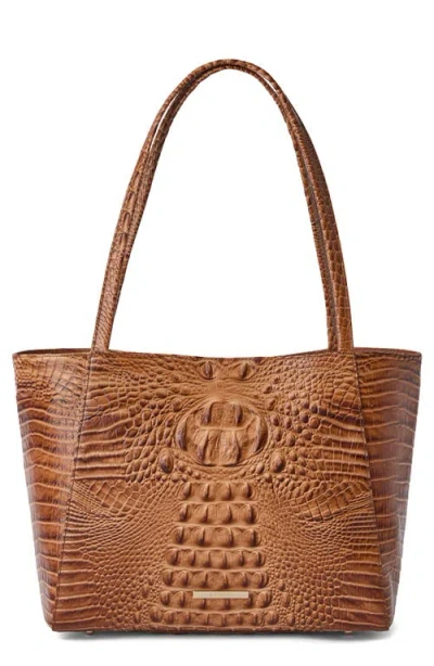 Brahmin Mona Croc Embossed Leather Tote In Brown