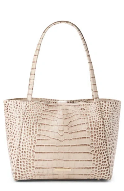 Brahmin Mona Croc Embossed Leather Tote In Gray
