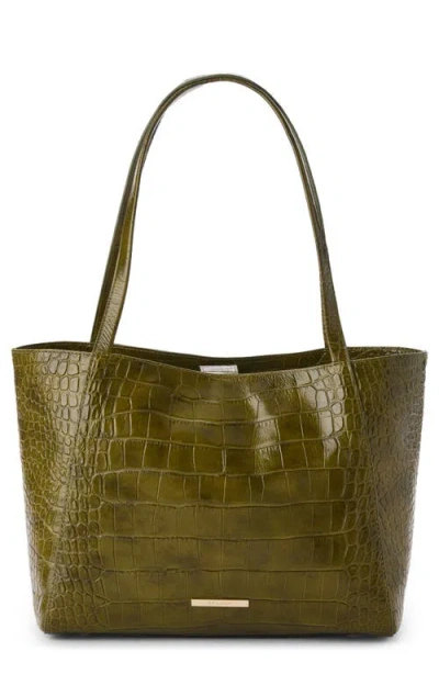 Brahmin Mona Croc Embossed Leather Tote In Green