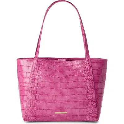 Brahmin Mona Croc Embossed Leather Tote In Pink