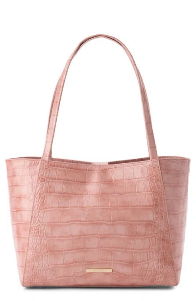 Brahmin Mona Croc Embossed Leather Tote In Pink