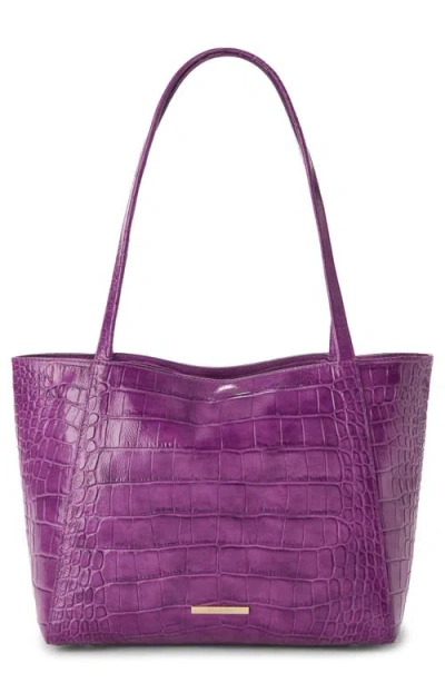 Brahmin Mona Croc Embossed Leather Tote In Purple