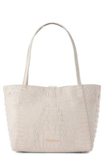 Brahmin Mona Croc Embossed Leather Tote In White