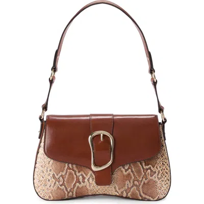 Brahmin Nerida Python Embossed & Smooth Leather Shoulder Bag In Brown Multi