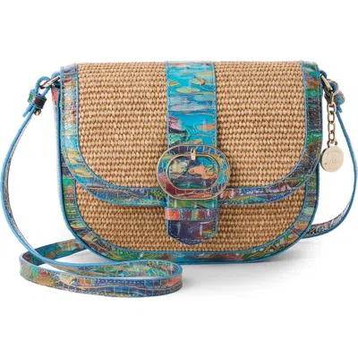 Brahmin Portia Croc Embossed Leather Crossbody Bag In Blue
