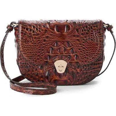 Brahmin Portia Croc Embossed Leather Crossbody Bag In Brown