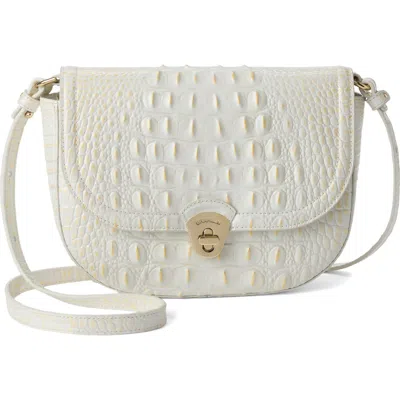Brahmin Portia Croc Embossed Leather Crossbody Bag In White