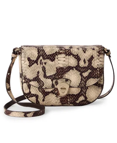 Brahmin Portia Mythos Feline Small Leather Crossbody Bag In Neutral