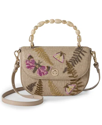 Brahmin Portia Woodland Small Leather Crossbody Handbag In Neutral