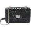 Brahmin Rosa Croc Embossed Leather Convertible Crossbody Bag In Black
