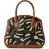 BRAHMIN BRAHMIN ROSETTA CROC EMBOSSED LEATHER & LINEN SATCHEL