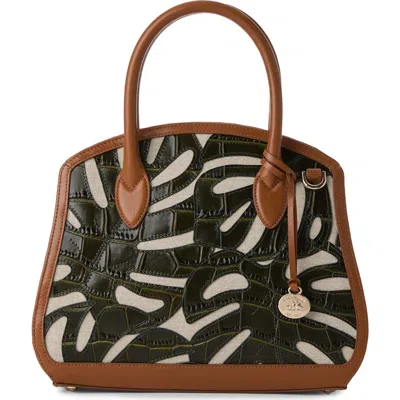 Brahmin Rosetta Croc Embossed Leather & Linen Satchel