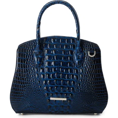Brahmin Rosetta Croc Embossed Leather Satchel In Gray