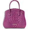 Brahmin Rosetta Croc Embossed Leather Satchel In Purple