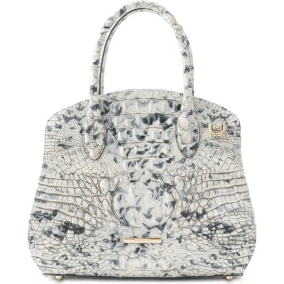 Brahmin Rosetta Croc Embossed Leather Satchel In Snow Owl