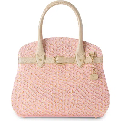 Brahmin Rosetta Embossed Leather Satchel In Pink