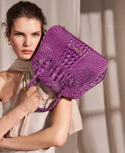 Brahmin Rosetta Melbourne Medium Leather Satchel Bag In Purple