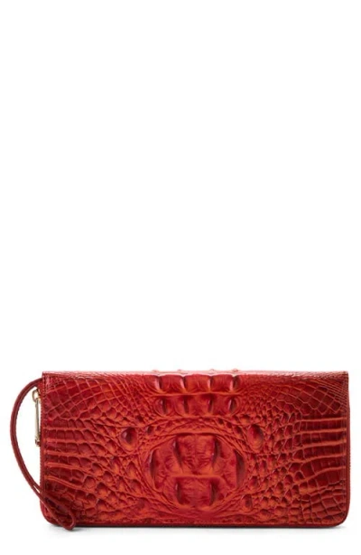 Brahmin Skyler Croc Embossed Leather Wallet In Red