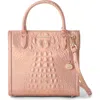 Brahmin Small Caroline Croc Embossed Leather Satchel In Rose Gold