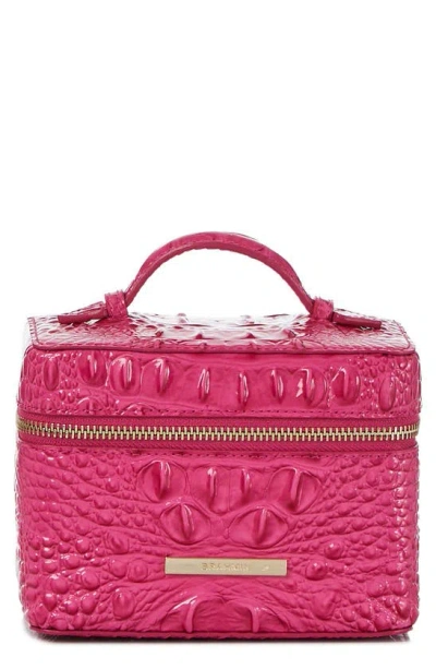 Brahmin Small Charmaine Croc Embossed Leather Train Case In Paradise Pink