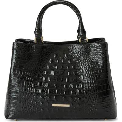 Brahmin Small Denise Croc Embossed Leather Satchel In Black