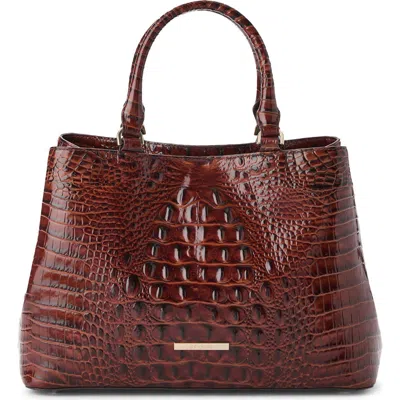 Brahmin Small Denise Croc Embossed Leather Satchel In Purple