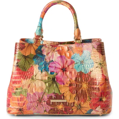 Brahmin Small Denise Embossed Leather Satchel In Orange