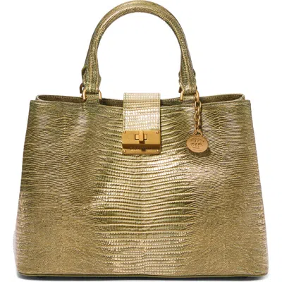 Brahmin Small Denise Embossed Leather Satchel In Green