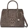 Brahmin Small Finley Croc Embossed Leather Satchel In Brown