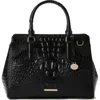 Brahmin Small Finley Croc Embossed Leather Satchel In Black