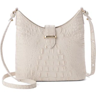 Brahmin Small Gwynne Croc Embossed Leather Crossbody Bag In White