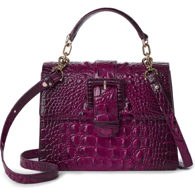 Brahmin Small Hallie Croc Embossed Leather Top Handle Bag In Sugar Plum