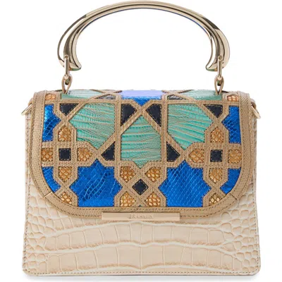 Brahmin Small Hallie Embossed Leather Top Handle Bag In Brown