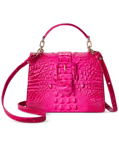 Brahmin Small Hallie Melbourne Leather Satchel In Red