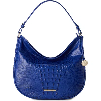 Brahmin Small Kathleen Croc Embossed Leather Shoulder Bag In Blue