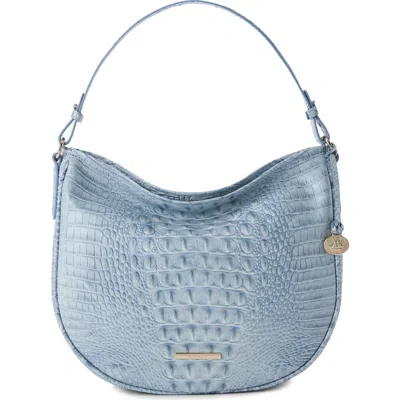 Brahmin Small Kathleen Croc Embossed Leather Shoulder Bag In Blue