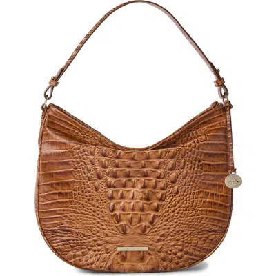 Brahmin Small Kathleen Croc Embossed Leather Shoulder Bag In Brown