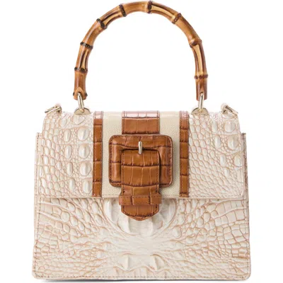 Brahmin Small Mod Hallie Croc Embossed Leather Top Handle Bag In White