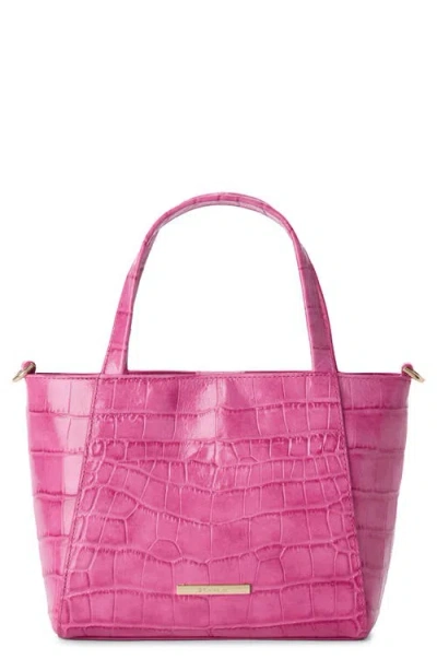 Brahmin Small Mona Croc Embossed Leather Top Handle Bag In Pink