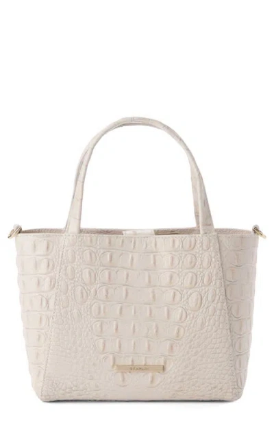 Brahmin Small Mona Croc Embossed Leather Top Handle Bag In White