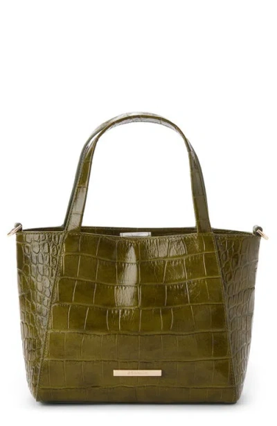 Brahmin Small Mona Croc Embossed Leather Tote In Green