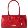 Brahmin Sophia Croc Embossed Leather Satchel In Red