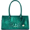 Brahmin Sophia Croc Embossed Leather Satchel In Green