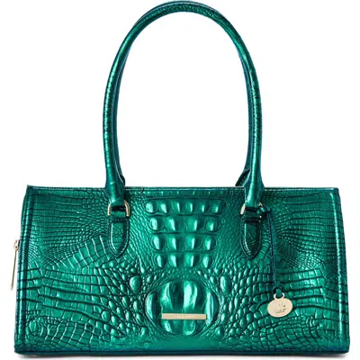 Brahmin Sophia Croc Embossed Leather Satchel In Green