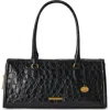 Brahmin Sophia Croc Embossed Leather Satchel In Black